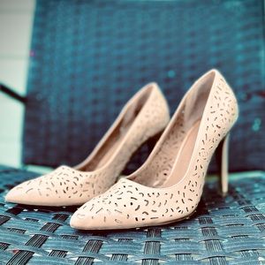 Gently used, Nude, laser cutout, 3” pumps. Worn less than half a dozen times.